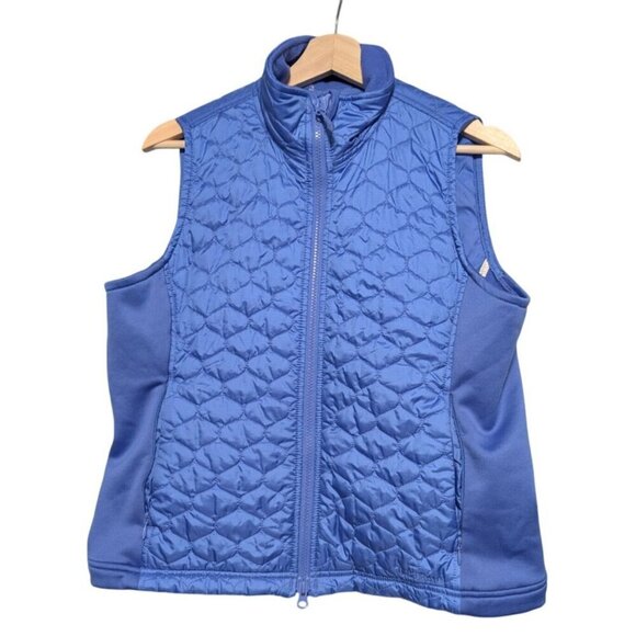 LL Bean Womens Blue Puffer Vest Quilted Polyfill Fleece Lightweight Women Size M - Picture 1 of 6